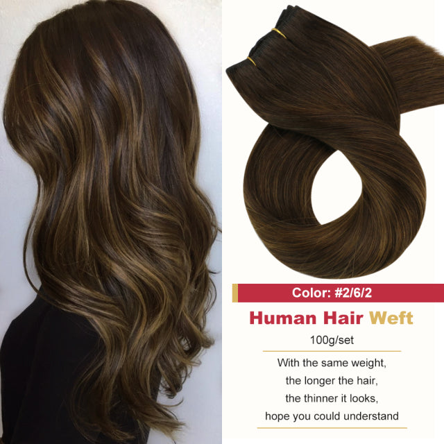 Balayage Hair Pieces Sew in Human Hair Weave in Double Wefted Bundles Machine Remy Hair