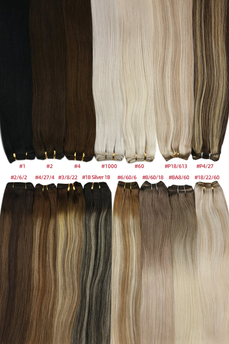 Sew in Weft Human Hair Extensions Brazilian Weave Bundles Machine Remy Silky Straight Natural Hair 100G/Set Invisible
