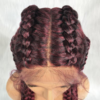 Synthetic Lace Wig Braided Wigs Natural Dark 32 Inches Black Burgundy Wig Wholesale