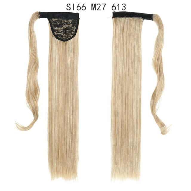 22inch Long Straight Clip in Hair Tail Nature FaKe Ponytail Extension Hairpiece With Hairpins High Temperature Synthetic Ponytai