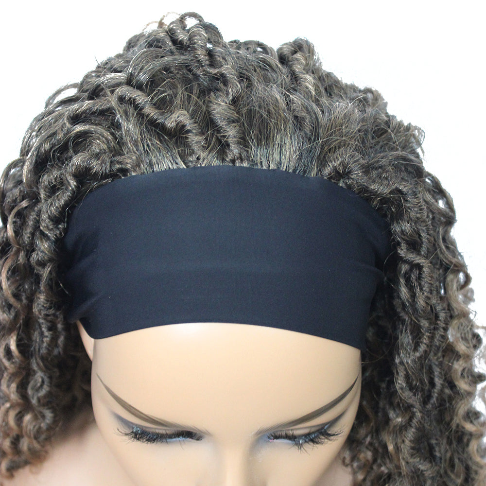 24 Inch Headband Wig Braided Wigs With Curly Faux Locs Crochet Braid Hair