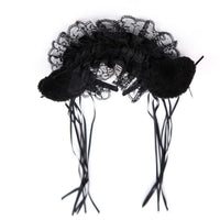 Gothic Lolita Maid Women Girl&#39;s Ruffles Lace Headband Plush Cat Ears Ribbon Bell Lolita Cosplay Hair Hoop