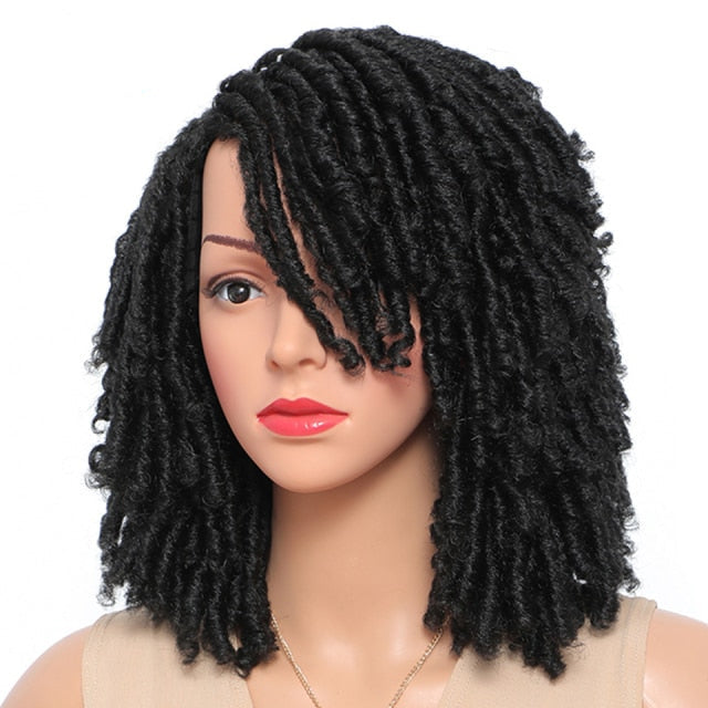 Braided Wigs For Women Synthetic Wig Ombre Braided Dreadlock Wig Black Brown Red African Faux Locs Crochet Twist Hair Short Wigs