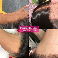 13x4 Ear To Ear HD Lace Frontal Brazilian Straight Transparent 4x4 Lace Closure 100% Virgin Human Hair Pre Plucked Hairline