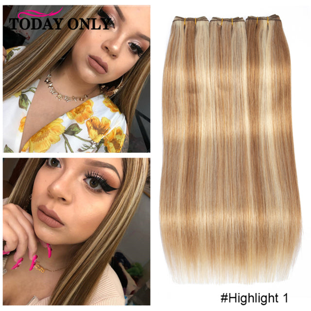 30inch Highlight Straight Human Hair Bundles Ombre Virgin Remy Human Hair Bundles Brazilian Virgin Remy Hair Extensions