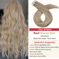 Tape in Hair Extension Balayage Ombre Machine Remy Real Human Hair Invisible Seamless PU Skin Weft Straight